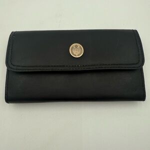 VTG Sasson Wallet Black Leather ID Credit Card Change Holder w/ Crest #1720